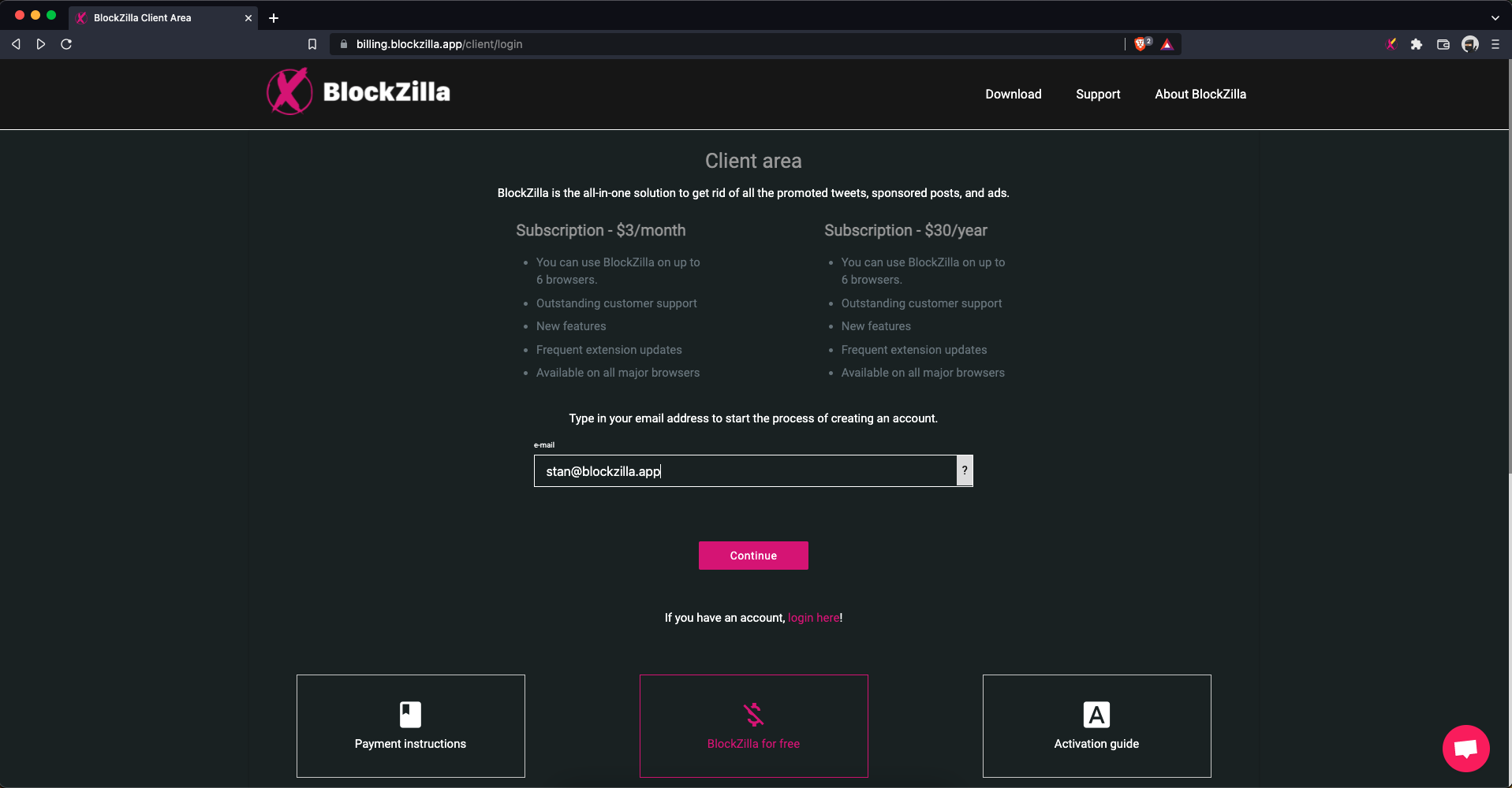 create-blockzilla-account