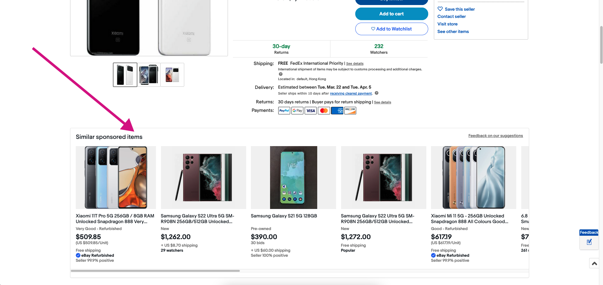 eBay – product page