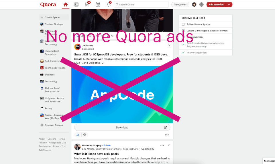 How to block Quora ads