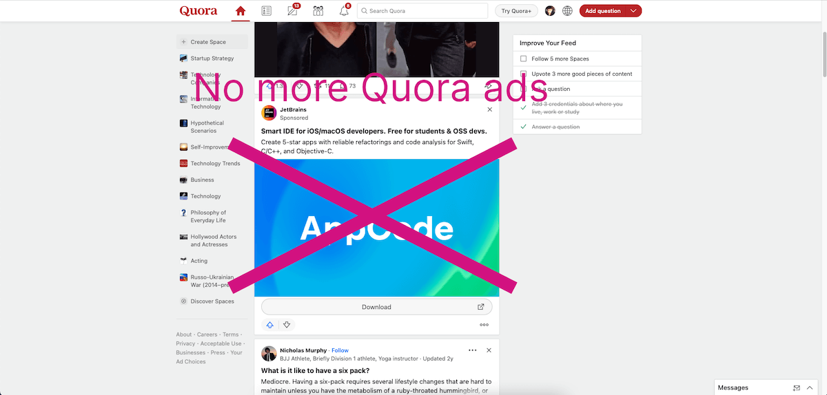 How to block Quora ads