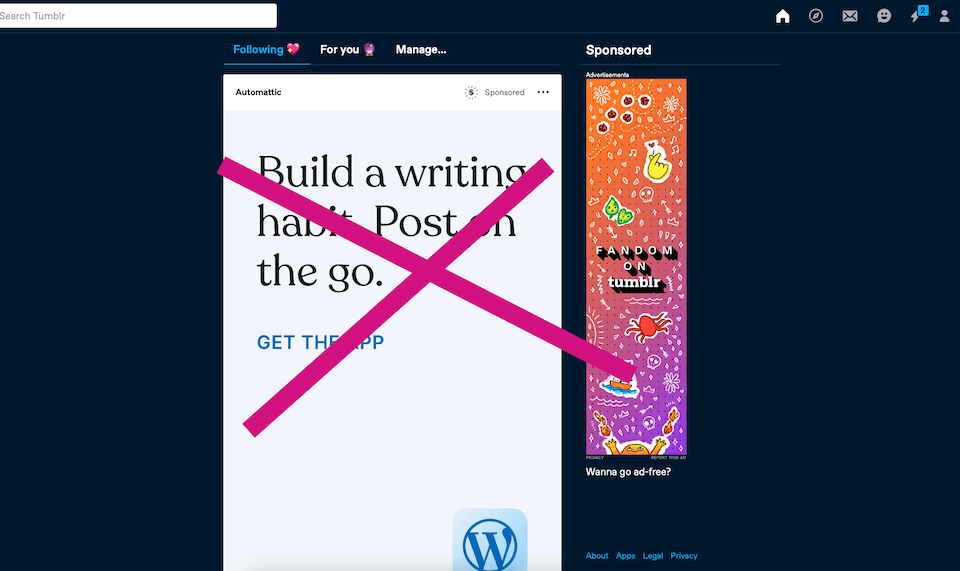 How to get rid of Tumblr ads